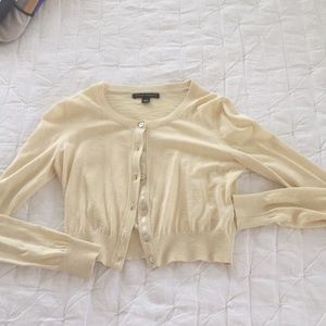 Pale yellow cropped cardigan sweater